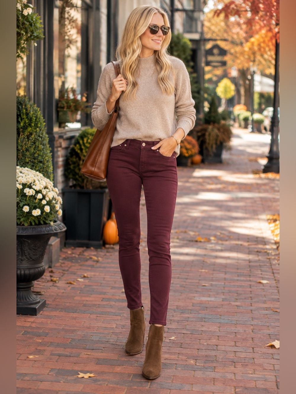 Lila Ryan Skinny Jeans Size 29 Port Burgundy Stretch Denim 32" Inseam
